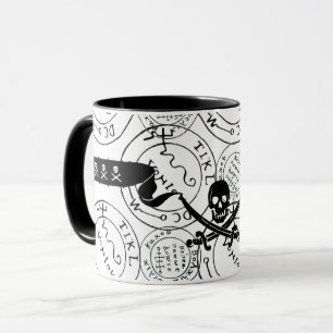 Mug PIRATES CARTES DE TRÉSORERIE, SKULL, ÉPINES Noir B