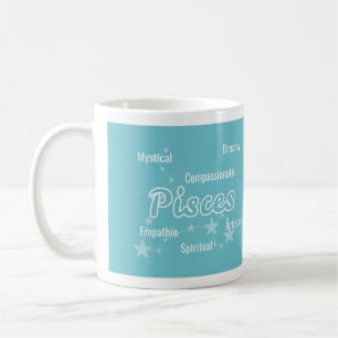 Mug Pisces Bleu Vert Aquarelle Astrologie Zodiaque Sig