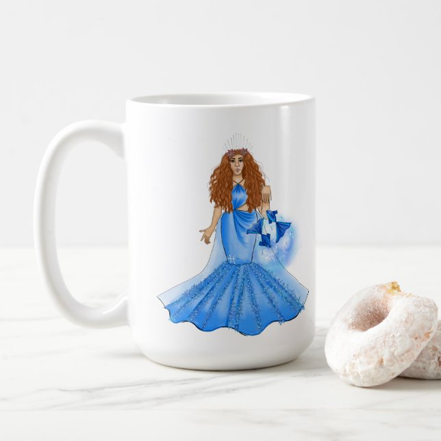 Mug Pisces Goddess With Two Fishers Custom Name Traits (Avec donut)