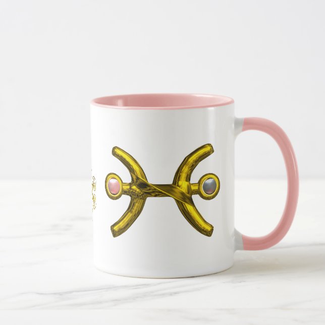 MUG PISCES GOLD ZODIAC BIJOUX D'ANNIVERSAIRE AVEC PERL (Droite)