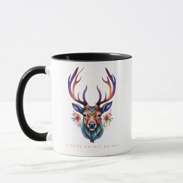 Mug Pisces Spirit Animal Deer Face Alebrije (Gauche)