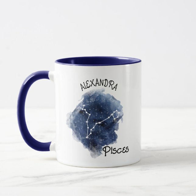 Mug Pisces Starry Night Constellation Nom personnalisé (Gauche)