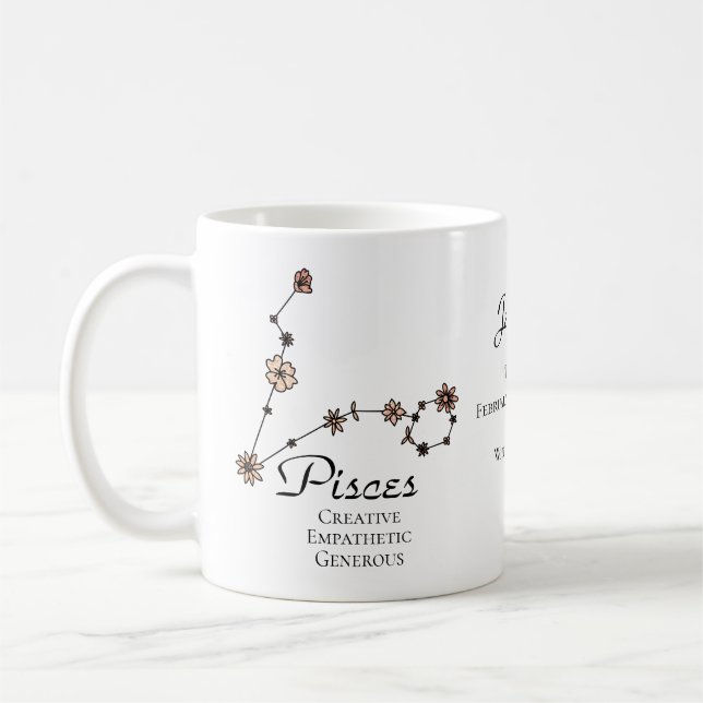 Mug Pisces Zodiac étoile signe Fleur Constellation (Gauche)
