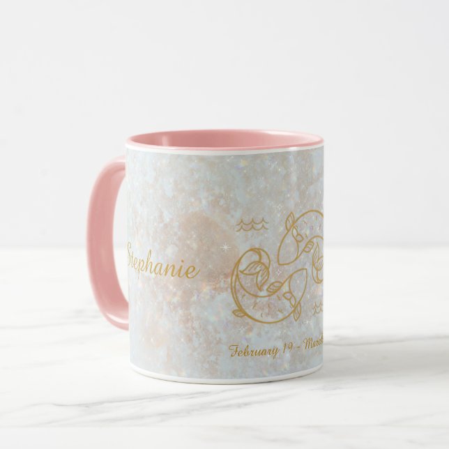 Mug Pisces Zodiac Star Sign Galaxy Monogramme Parties  (Devant gauche)