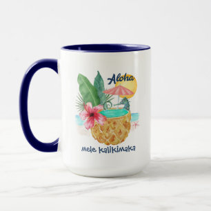 Mug Piscine d'ananas Seahorse Mele Kalikimaka Noël