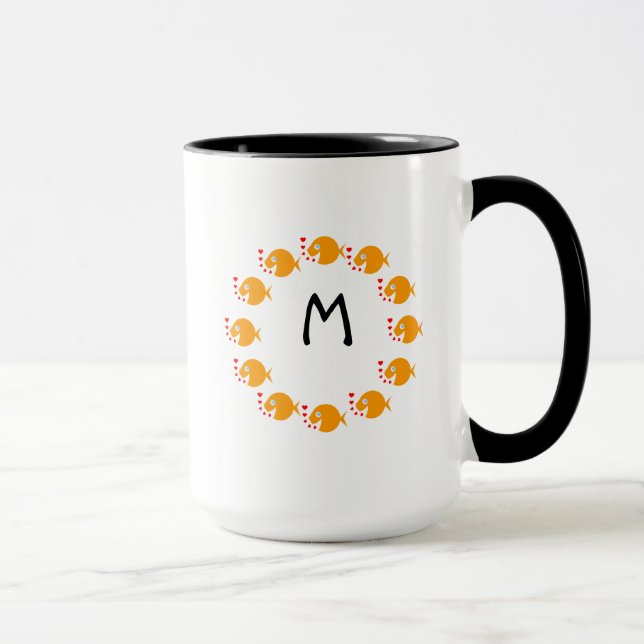 Mug Piscine synchronisée Cute de poisson d'or Monogram (Droite)