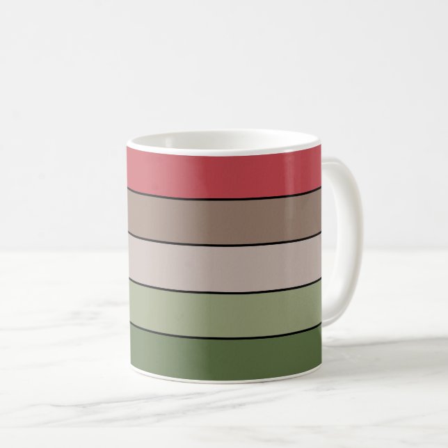 Mug Pistachio Coquille verte Rouge Brown rayures (Devant droit)