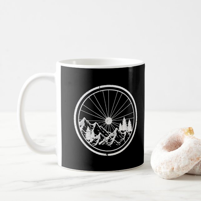 Mug Piste cyclable MTB Moderne Black Mountain (Avec donut)