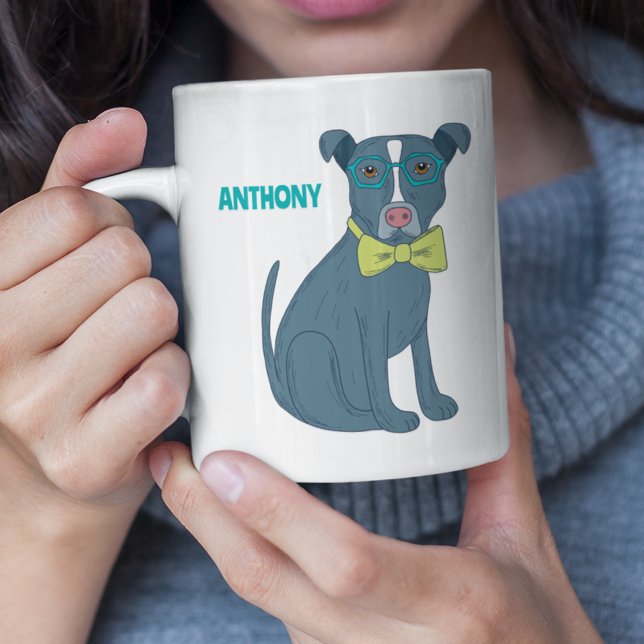 Mug Pit Bull Chien Chien Portant Des Lunettes Personna (Créateur téléchargé)
