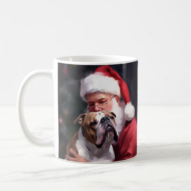 Mug Pitbull avec le Père Noël Fête de Noël (Gauche)