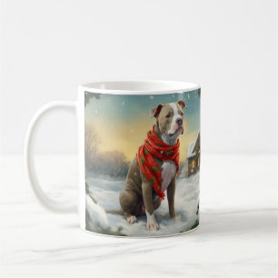 Mug Pitbull Chien dans Noël de neige