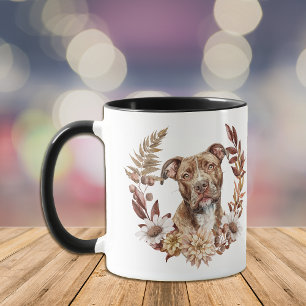 Mug Pitbull Dog Automne Wreath