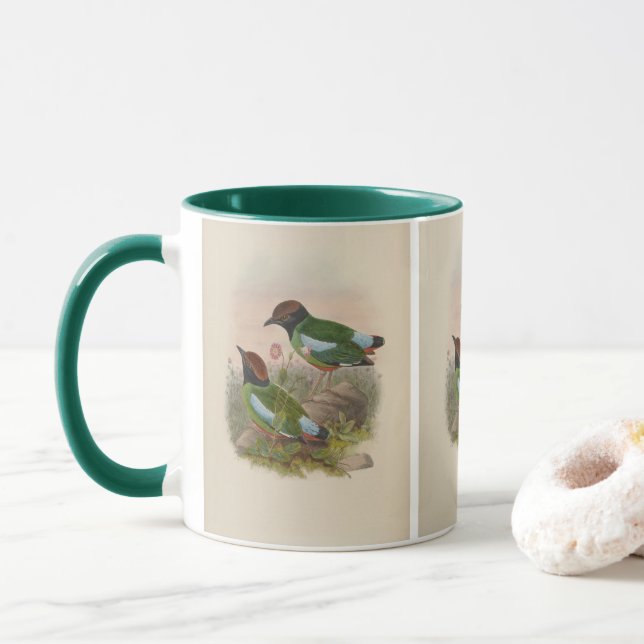 Mug Pitta à tête noire par John Gould (Avec donut)