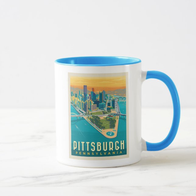 Mug Pittsburgh, PA | Vue oeil d'oiseau (Droite)