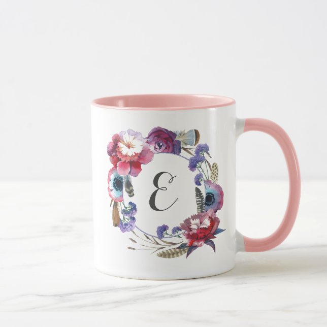 Mug Pivoine de fleur sauvage florale avec le (Droite)