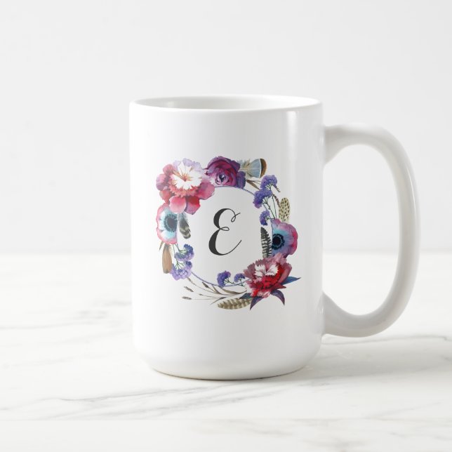Mug Pivoine de fleur sauvage florale avec le (Droite)