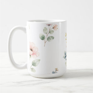Mug Pivoine Eucalyptus Aquarelle Fleur délicate 