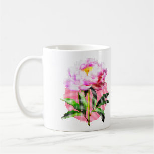 Mug Pivoine rose point mosaïque fleur