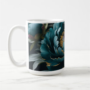 Mug Pivoine sarcelle or luxe floraison botanique