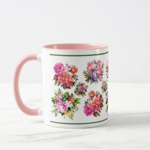 Mug Pivoines roses et bouquets de fleurs