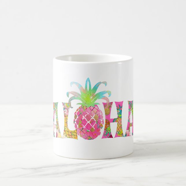 Mug PixDezines Aloha Ananas+Aquarelle Florale (Centre)