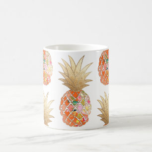 Mug PixDezines Aloha Pineapple+Faux Gold