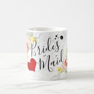 Mug PixDezines Bridesmaid/aquarelle florale
