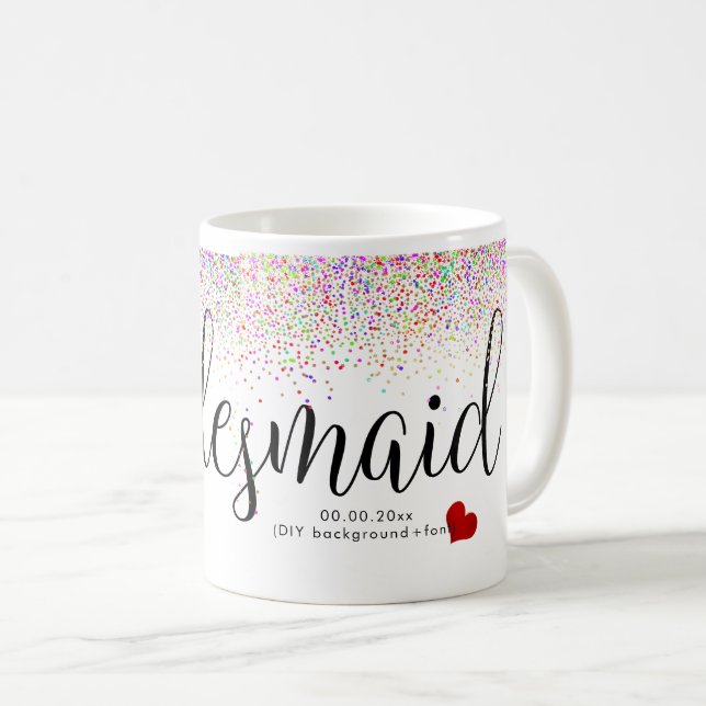 Mug PixDezines Bridesmaid+Confetti (Devant droit)