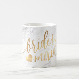 Mug PixDezines Bridesmaid Marble Faux Gold Script