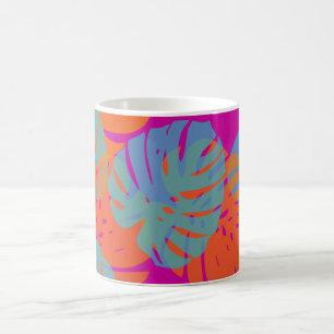 Mug PixDezines feuilles de Monstera / couleur de fond 