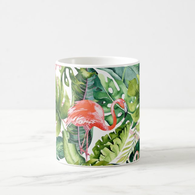Mug PixDezines Flamants roses roses+Foliage tropical (Centre)