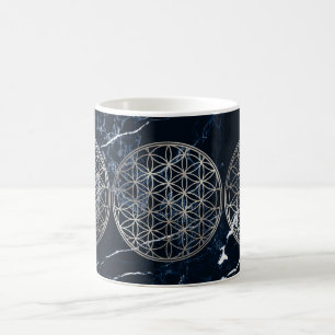 Mug PixDezines FLEUR DE VIE FAUX ARGENT+MARBRE