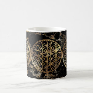 Mug PixDezines FLEUR DE VIE FAUX OR+MARBRE