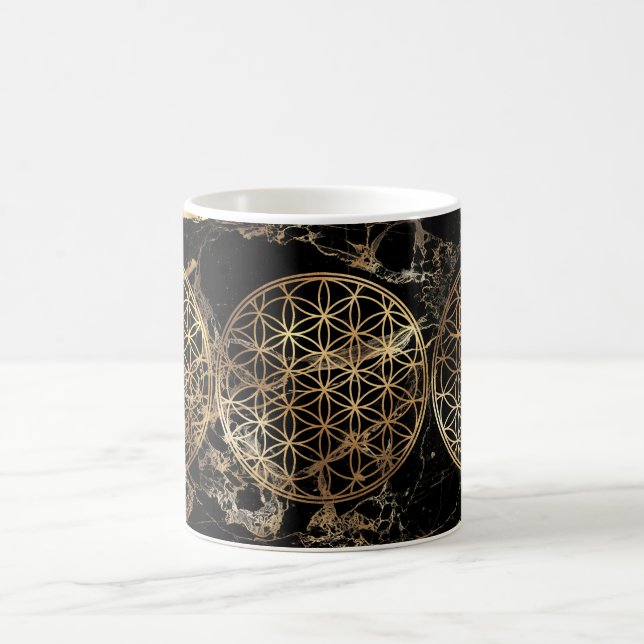 Mug PixDezines FLEUR DE VIE FAUX OR+MARBRE (Centre)