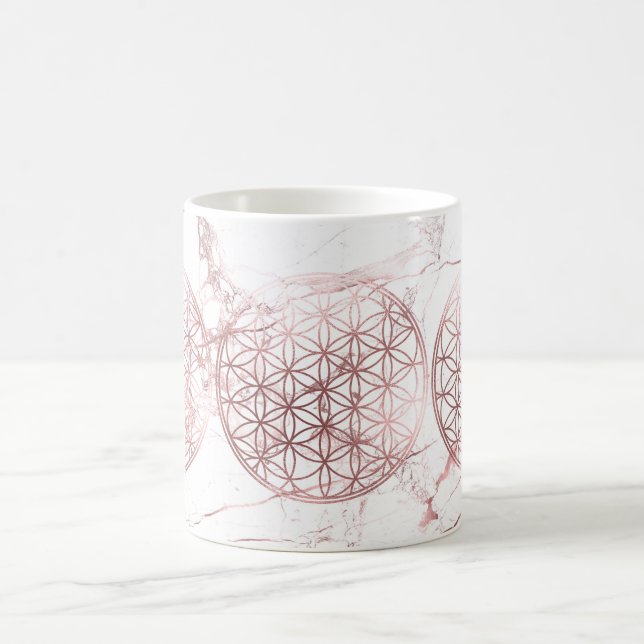 Mug PixDezines FLEUR DE VIE FAUX OR ROSE+MARBRE (Centre)