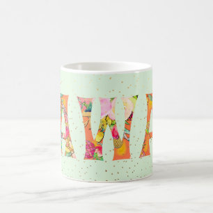 Mug PixDezines Hawaii Ananas Collage Aquarelle