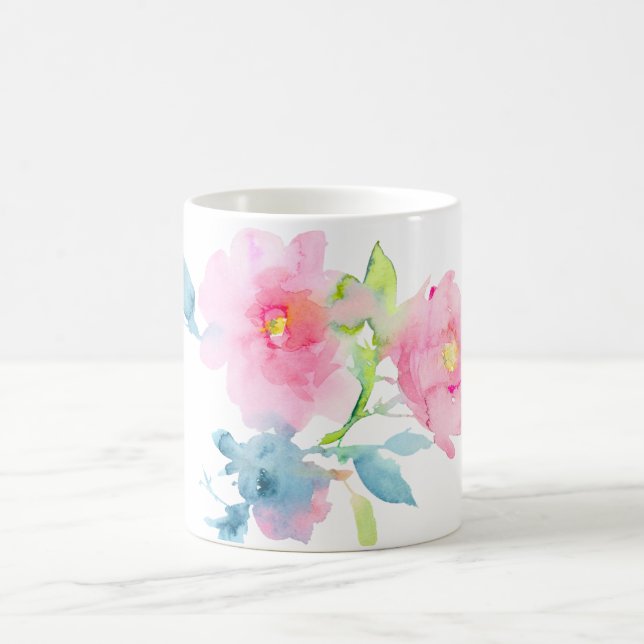 Mug PixDezines Jardin Roses Aquarelles Fleurs (Centre)