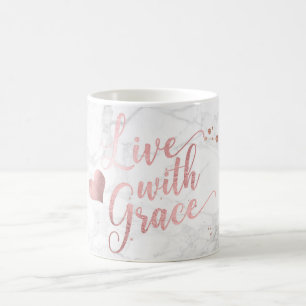 Mug PixDezines LIVE AVEC GRACE/Marble+Faux Rose Gold