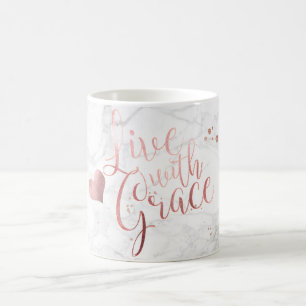 Mug PixDezines LIVE AVEC GRACE/Marble+Faux Rose Gold