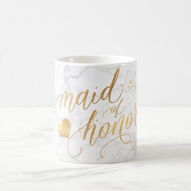 Mug PixDezines Maid of Honor/Marble+Faux Gold/Script (Centre)