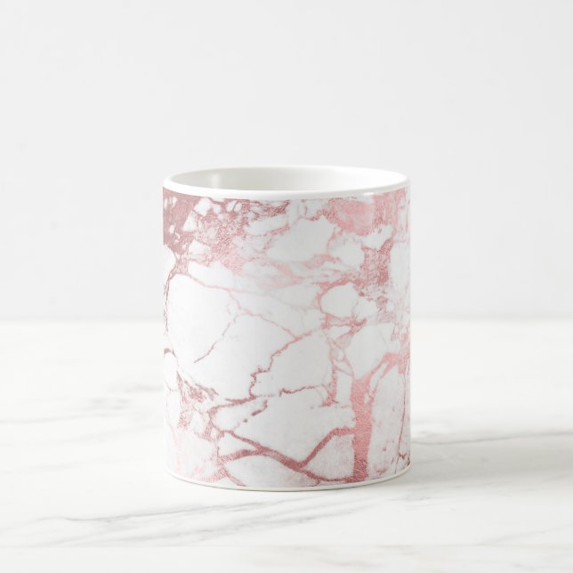 Mug PixDezines MARBRE BLANC + VEINES FAUX OR ROSE (Centre)