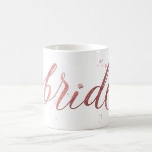 Mug PixDezines Mariée/Faux or rose/Écriture moderne