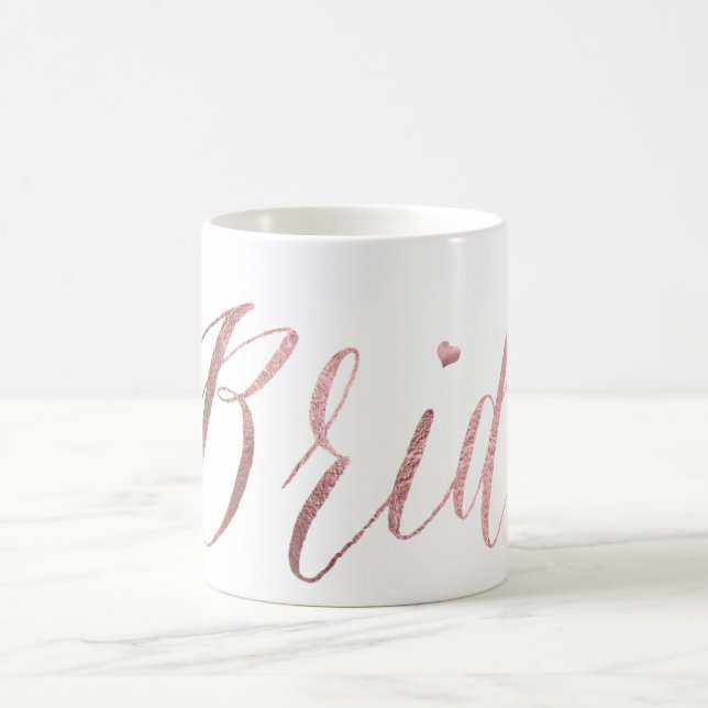Mug PixDezines Mariée/Faux Rose Doré/Écriture Moderne (Centre)