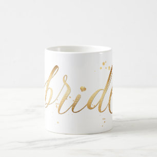 Mug PixDezines Mariée/Or Faux/Écriture Moderne