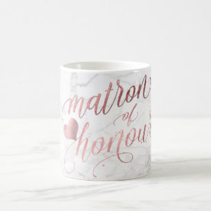 Mug PixDezines Matron of Honor/Faux Rose Gold+Marble