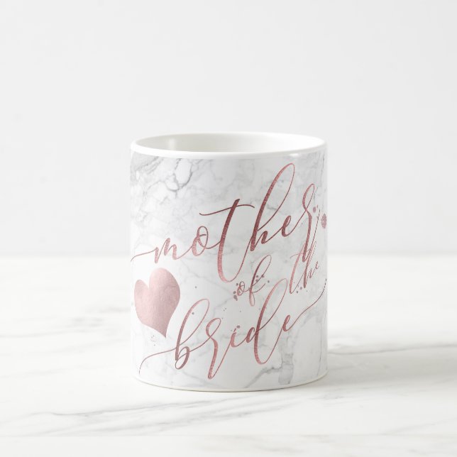 Mug PixDezines Mère de la mariée/Faux script doré rose (Centre)