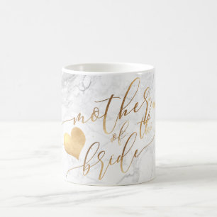 Mug PixDezines Mère de mariée/Marbre de script d'or Fa