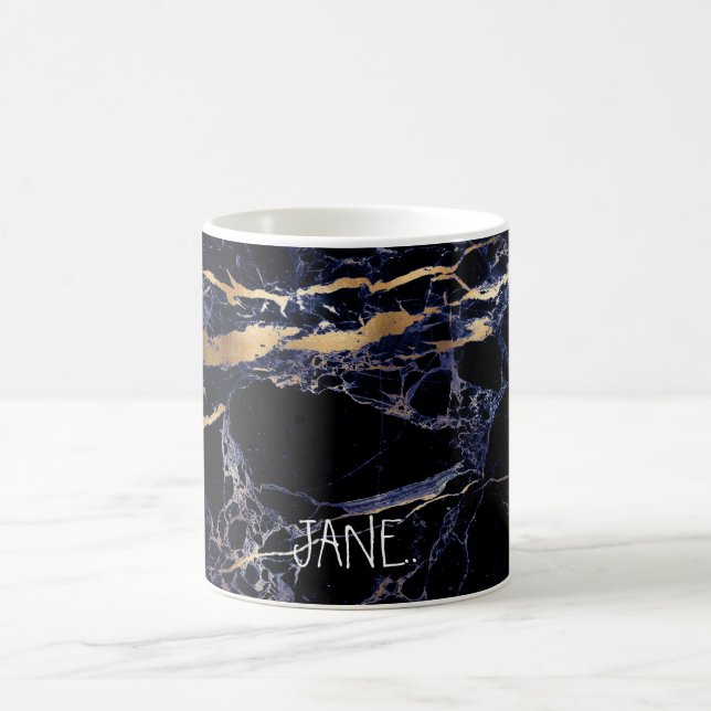 Mug PixDezines MIDNIGHT BLUE MARBLE+FAUX OR VEINS (Centre)