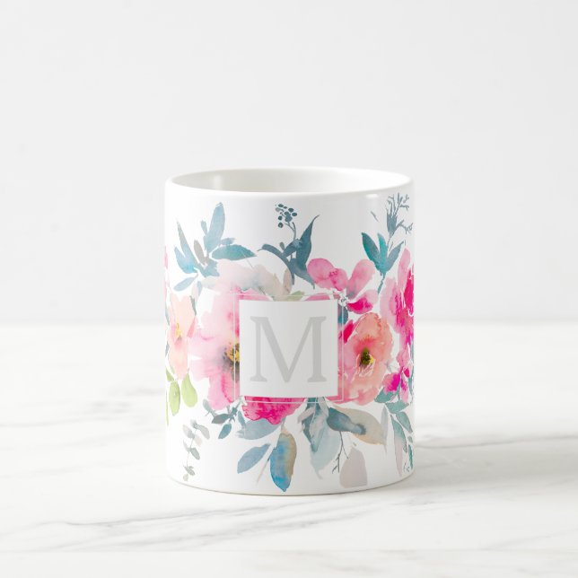 Mug PixDezines MONOGRAMME ACRÉLARE JARDIN ROSE PINK (Centre)