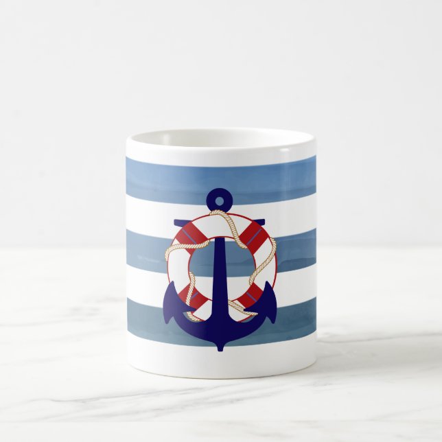 Mug PixDezines rayures nautiques/ancres (Centre)